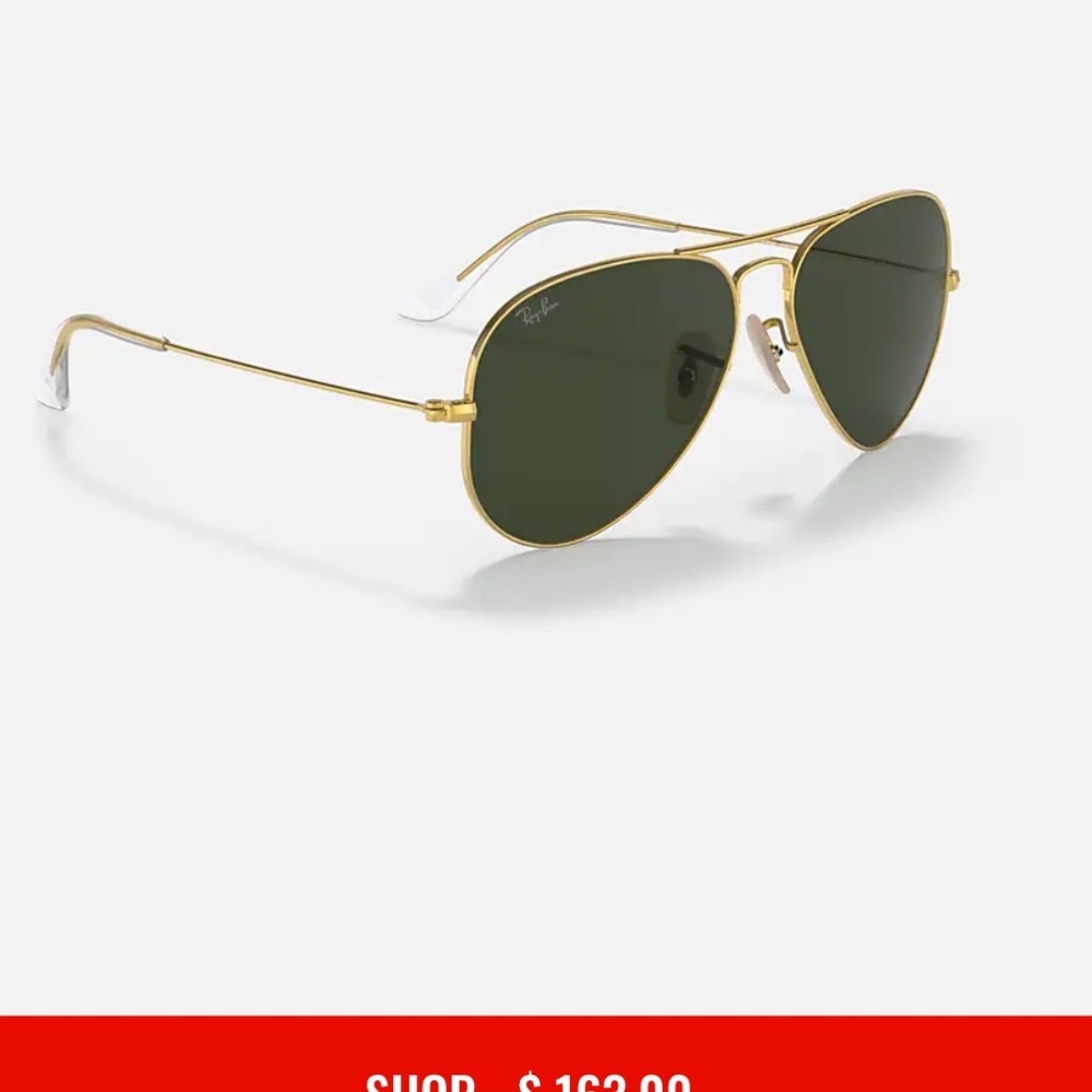 NEW RAYBAN AVIATOR LARGE METAL‎ SUNGLASSES Green Classic G-15  +  Frame:  Gold - Picture 3 of 11